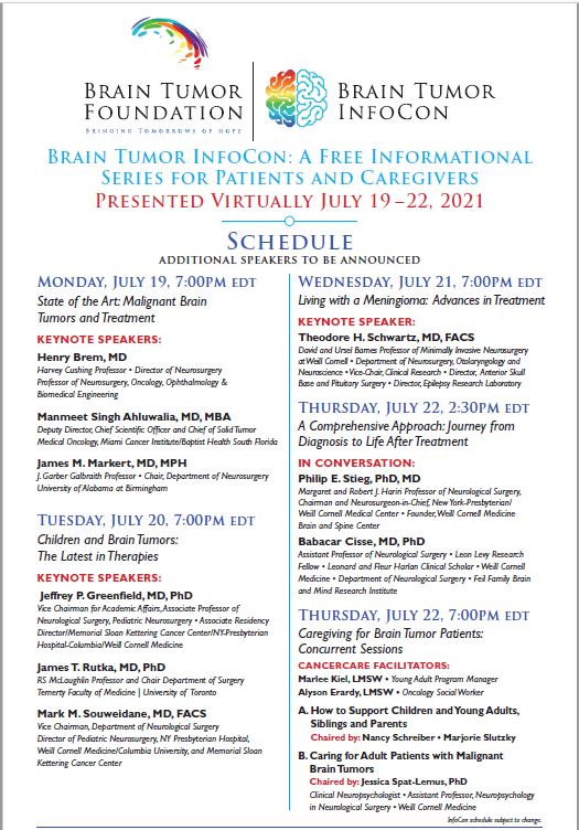 Dr. Stieg to Deliver Keynote Address at Brain Tumor Foundation InfoCon 2021