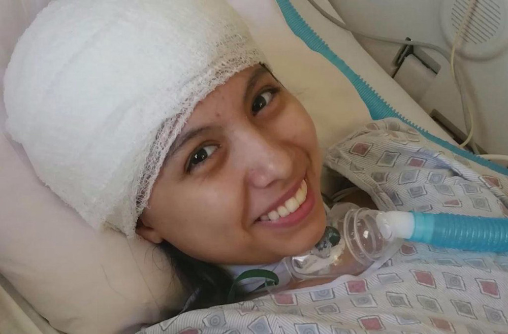 Karina Escalante in the hospital