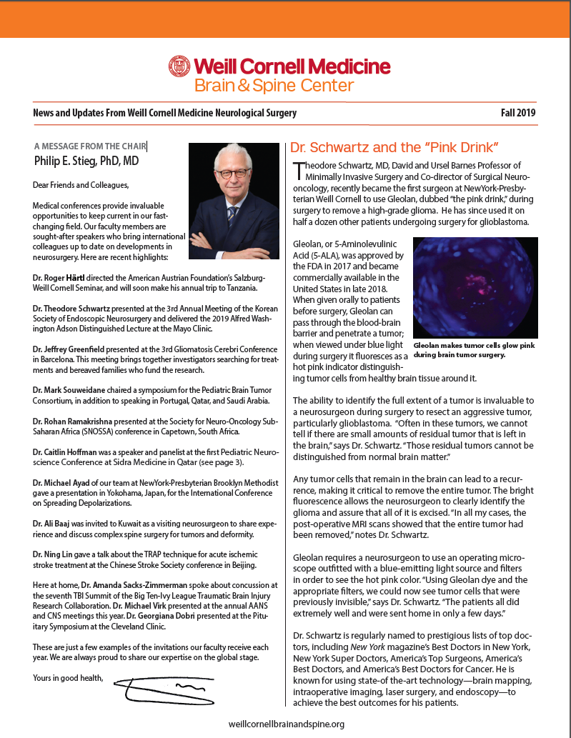 WCM Brain and Spine Center Newsletter - Fall 2019