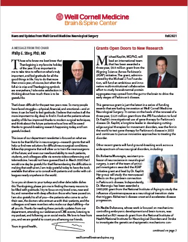 WCM Brain and Spine Center Newsletter - Fall 2021