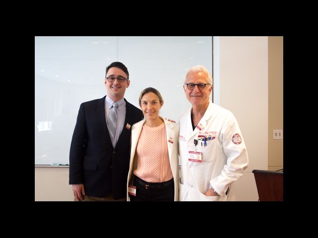 Dr. Benjamin Hartley, Dr. Caitlin Hoffman, and Dr. Philip Stieg, Chairman of the Neurological Surgery Department