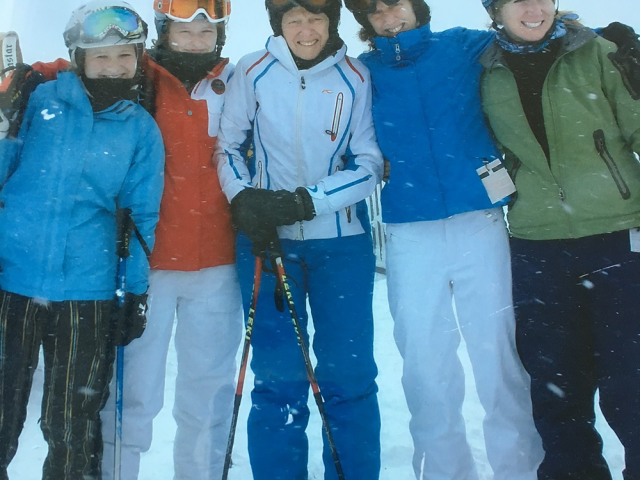 Pearl Staller (center) on a ski trip with her daughter and granddaughters