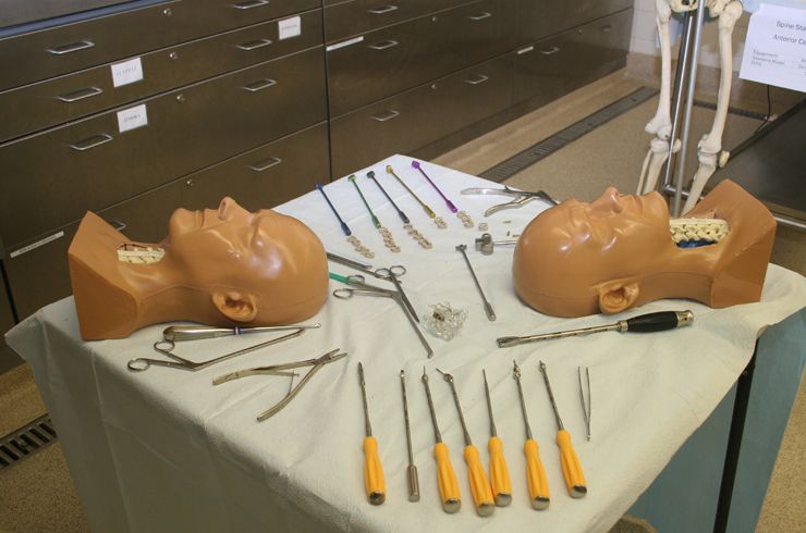 Residents work on models first before moving on to cadaver stations