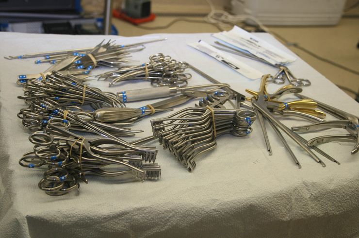Surgical instruments at the ready for the nearly 70 residents who participated in this year&#039;s course