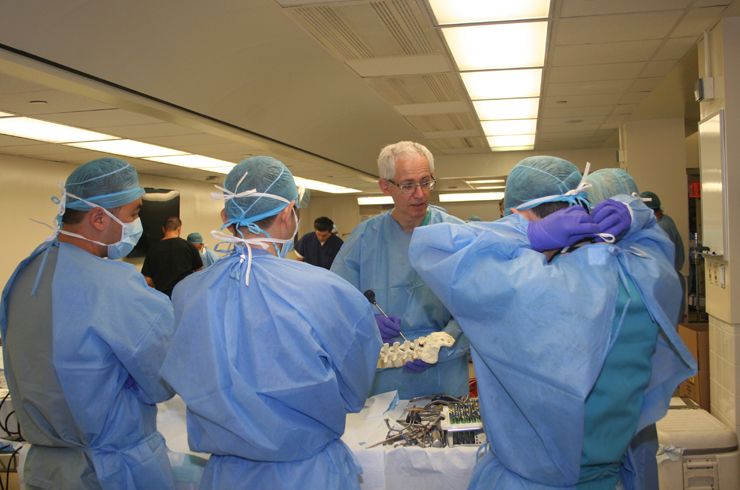 Dr. Elowitz uses a model first before the dissection begins
