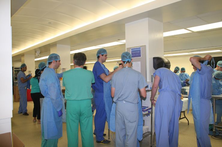 Residents gather in the Gross Anatomy Lab