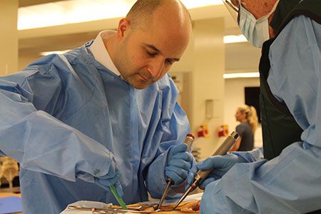 Dr. Ali Baaj in the lab at the 2016 Weill Cornell Complex Spine CME