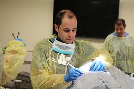 Dr. Peter Morgenstern in the lab at the 2016 Complex Spine CME