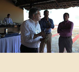 Dr. Härtl gives a demonstration to local health care providers
