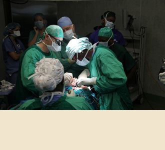 Dr. Greenfield and residents operate on the craniopharyngioma.
