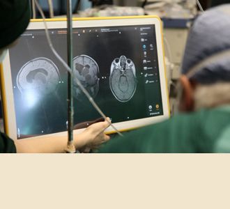 Brainlab image demonstrating the cystic mass.