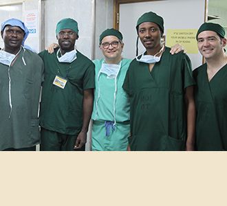 From left to right: Dr. Gerald, the only neurosurgeon at Bugando medical center and previous Cornell Fellow; a neurosurgeon and course participant from Sudan; Dr. Härtl; Dr. Shabani, a neursosurgeon at MOI and previous Cornell Fellow; Dr. Avelino Parajon, a neurosurgeon and course faculty from Madrid