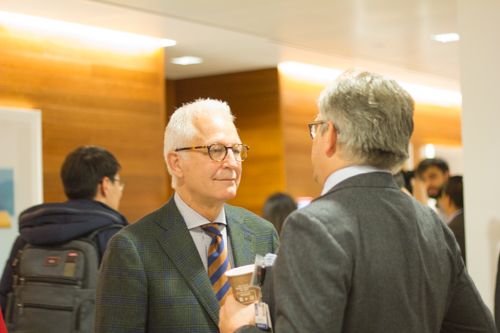 Dr. Philip E. Stieg talks with Dr. Roger Härtl