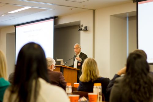 Dr. Philip E. Stieg gives the final presentation titled &quot;Reflections on how to build a successful Brain and Spine Center in evolving communities&quot;