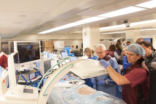 Dr. Eric Elowitz demonstrates techniques for spinal surgery