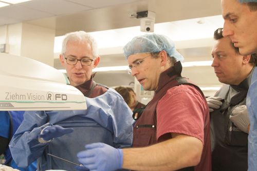 Dr. Eric Elowitz demonstrates techniques for spinal surgery