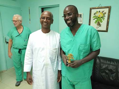 Dr. Stieg and Dr. Cisse with Dr. Seydou Badiane, chairman of Fann Hospital&#039;s neurosurgery program