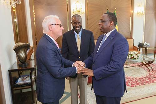 Dr. Cisse introduces Dr. Stieg to the President of Senegal, Macky Sall
