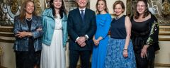 Dr. Stieg with Susan Pannullo, Georgiana Dobri,  Caitlin Hoffman, Maria Bustillo, H. Allison Bender