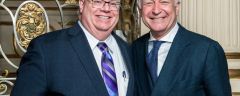 Neurological Surgery department chief administrative officer, John O'Neill, with Dr. Stieg