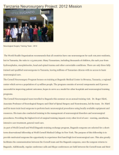 Tanzania Update 2012